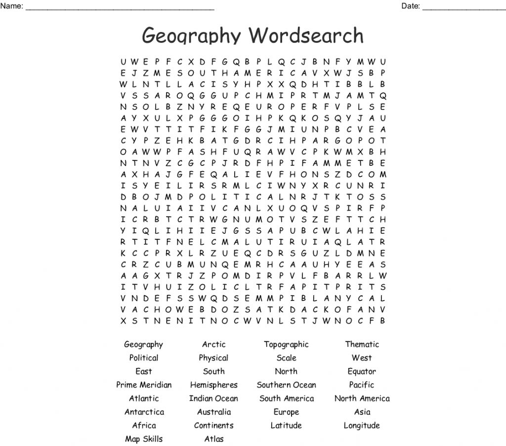 Geography Wordsearch Wordmint Word Search Printable