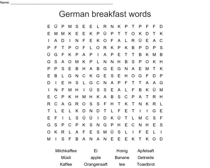 German Breakfast Words Word Search Wordmint Word Search Printable