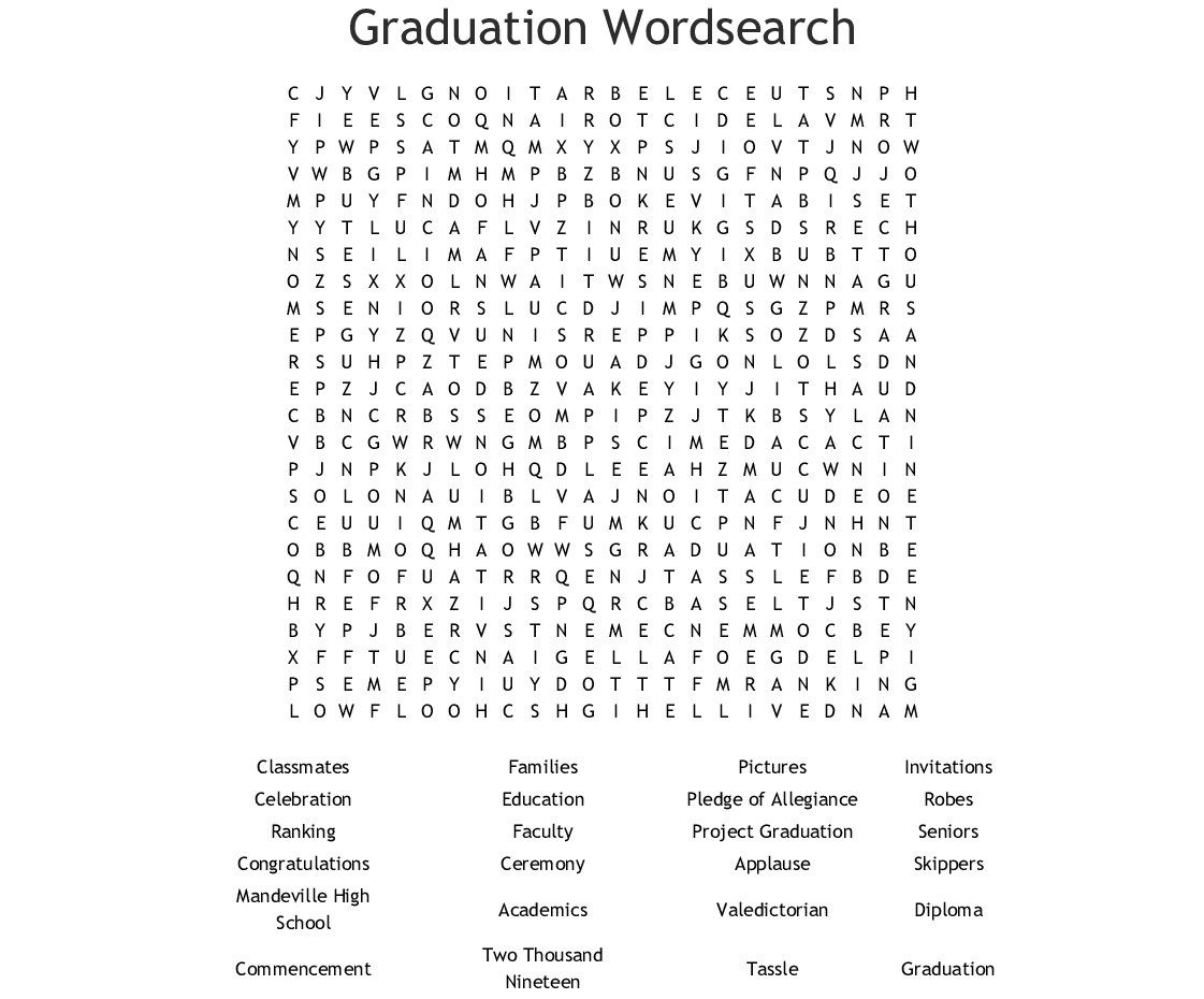 Graduation Word Search - Wordmint