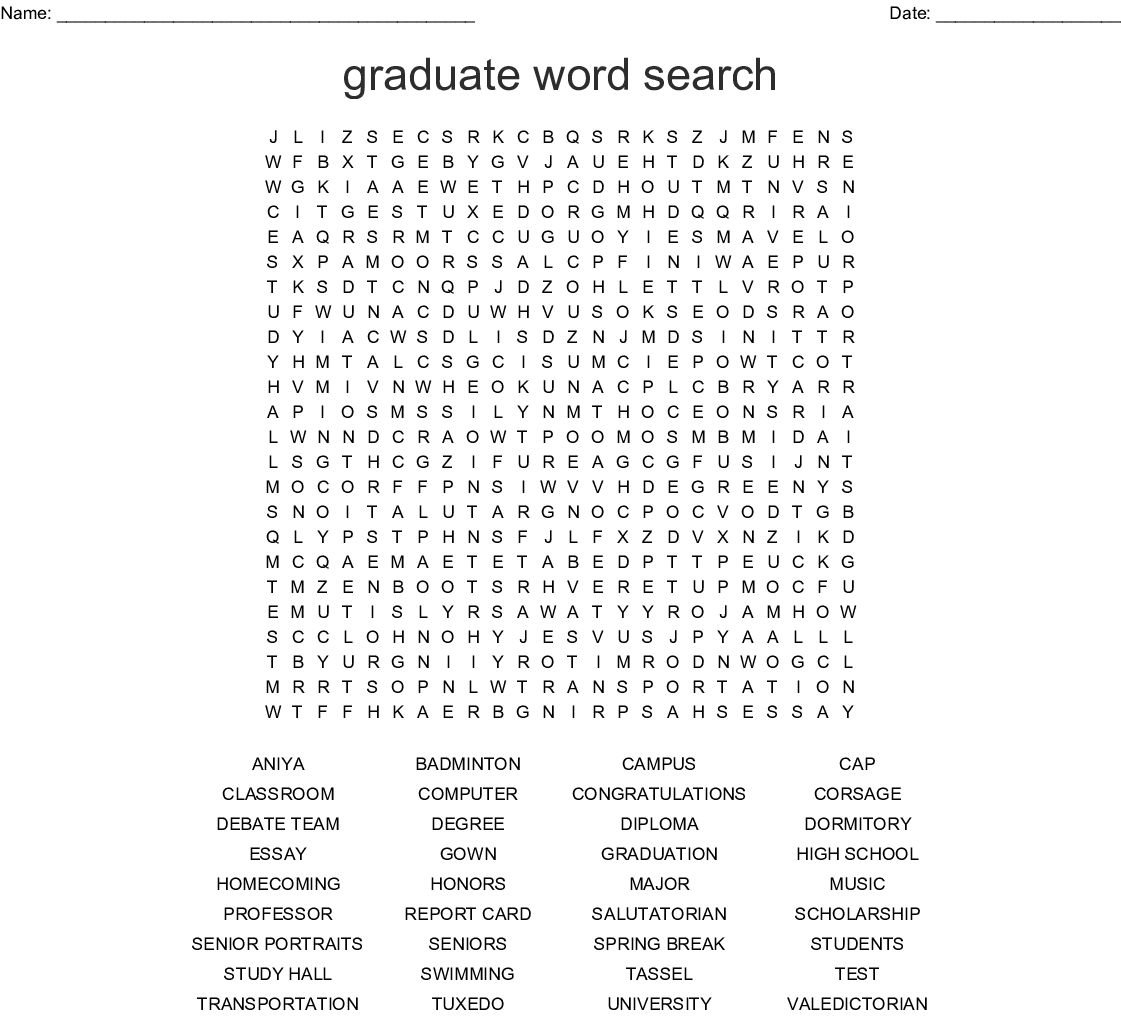 Graduation Word Search Free Printable – NBKomputer