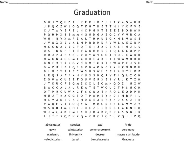 Graduation Word Search Printable