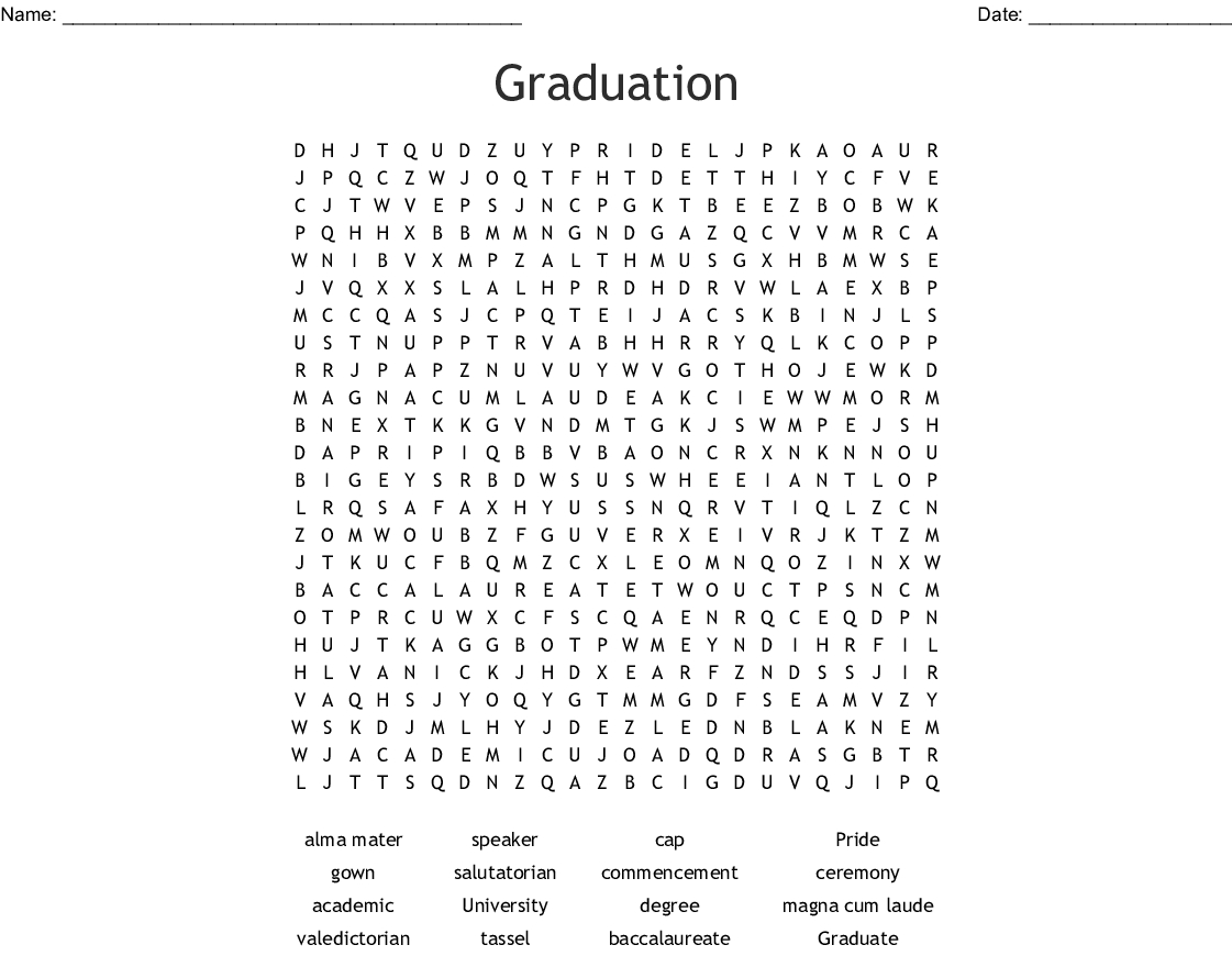 Graduation Word Search - Wordmint