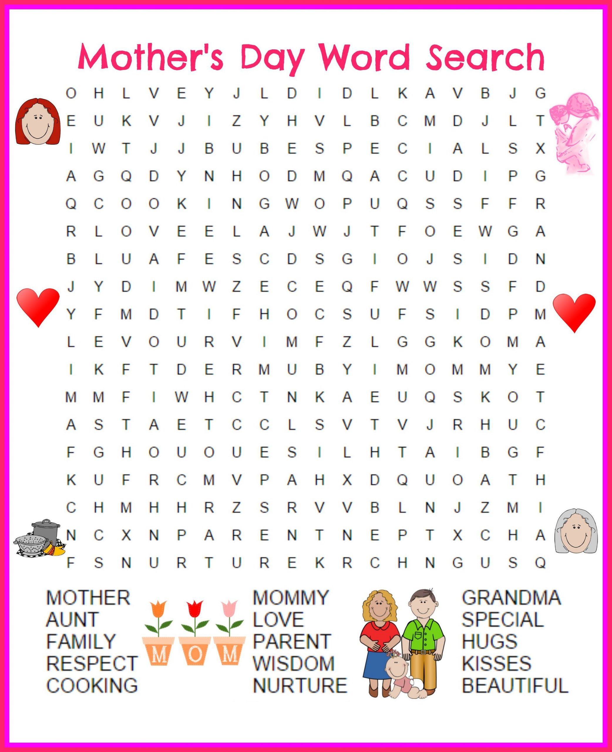 Great Day Word Search Printable | Mothers Day Coloring Pages