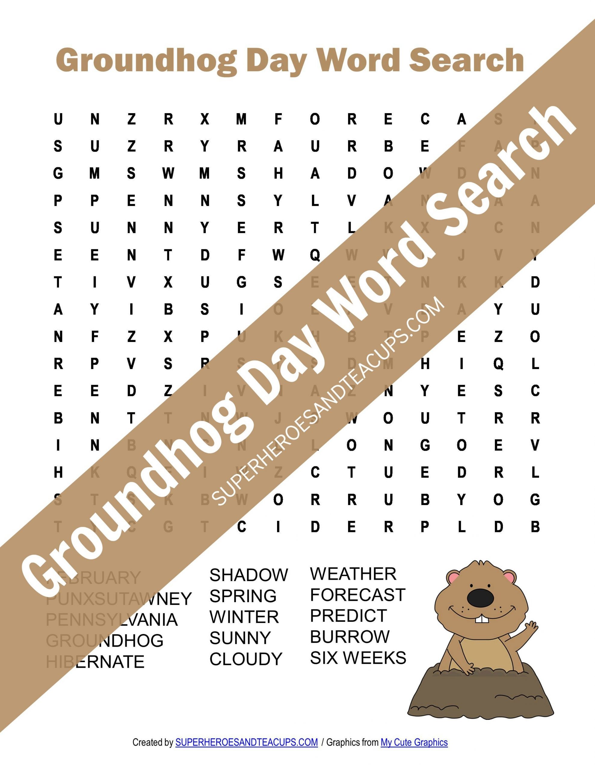 Groundhog Day Word Search Free Printable