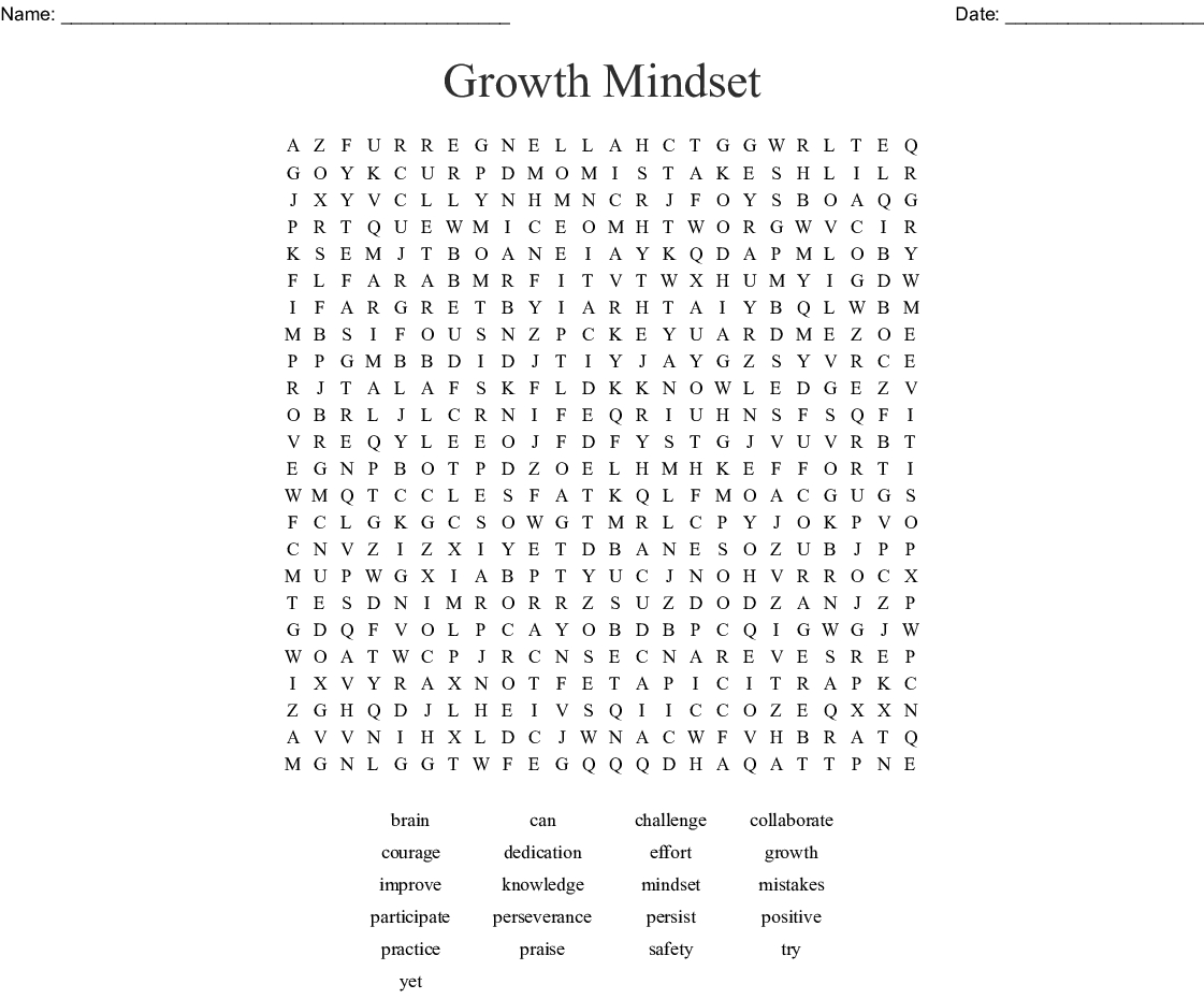 Growth Mindset Word Search Free Printable Word Search Printable Gambaran