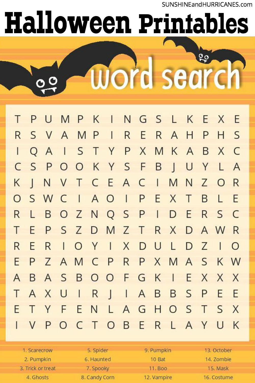 Halloween Games - Word Search | Halloween Games, Halloween