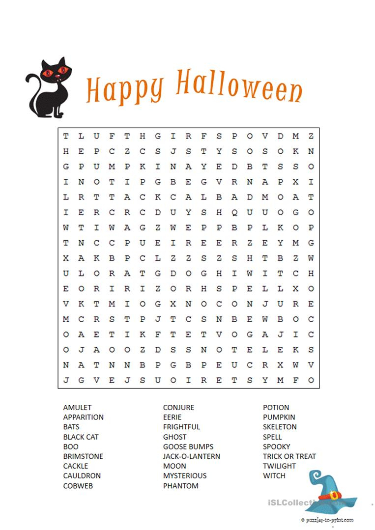 Halloween Word Search - English Esl Worksheets For Distance