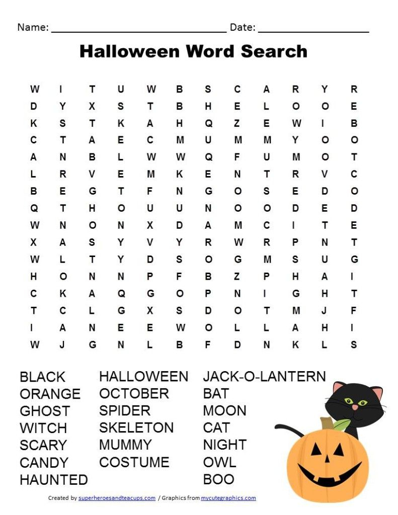 Halloween Word Search Free Printable | Halloween Word Search