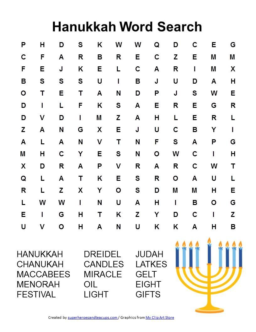 Hanukkah Word Search Free Printable | Hanukkah For Kids