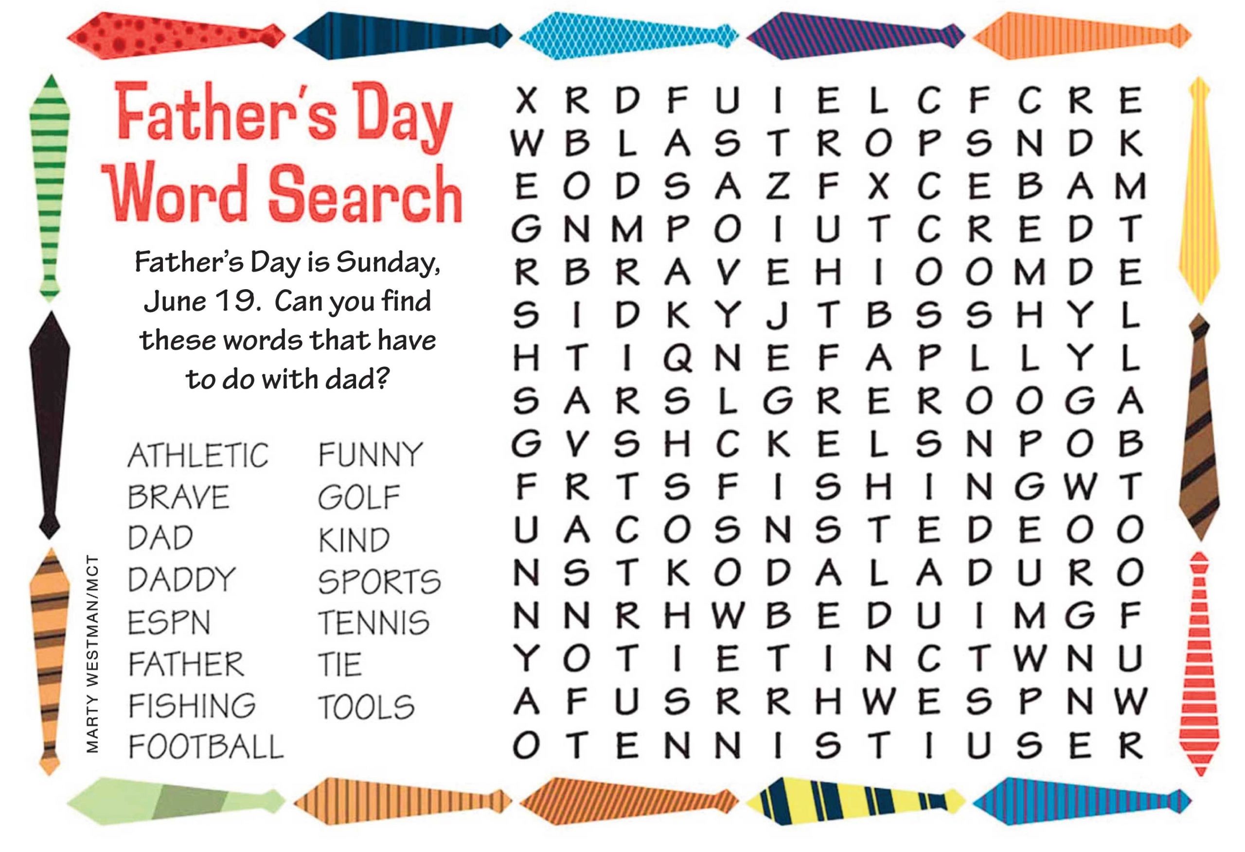 Happy Father&amp;#039;s Day Word Search | Kids Word Search, Happy