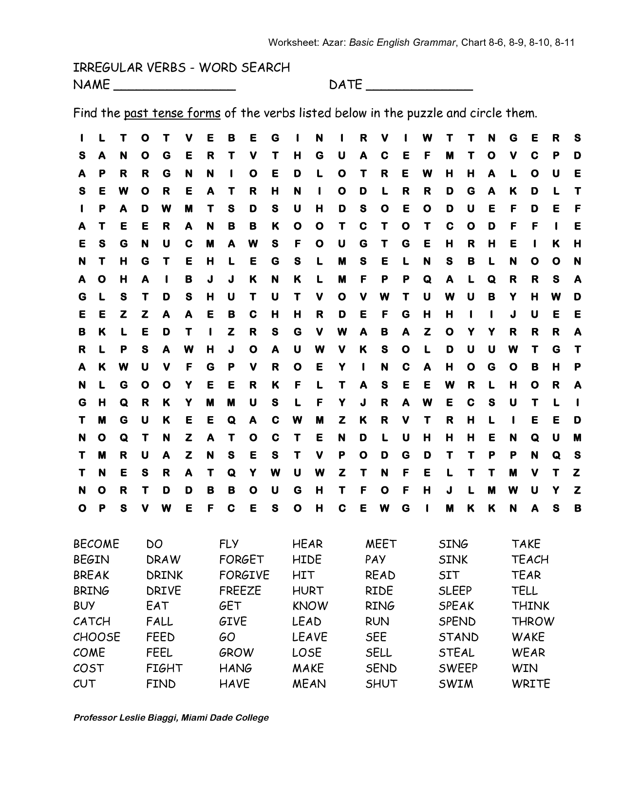 Hard Printable Word Searches For Adults | Irregular Verbs