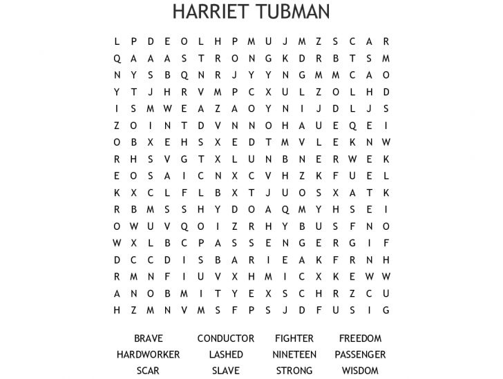 Harriet Tubman Word Search Printable