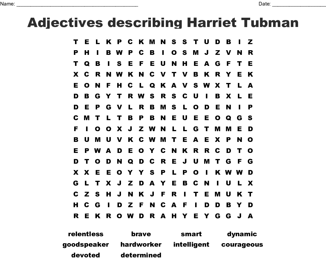 Harriet Tubman Word Search - Wordmint