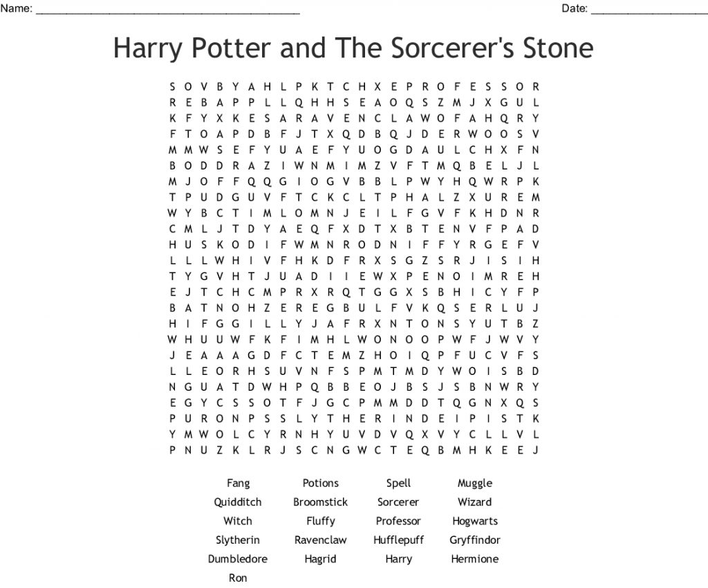 Harry Potter And The Sorcerer s Stone Word Search Wordmint Word Search Printable