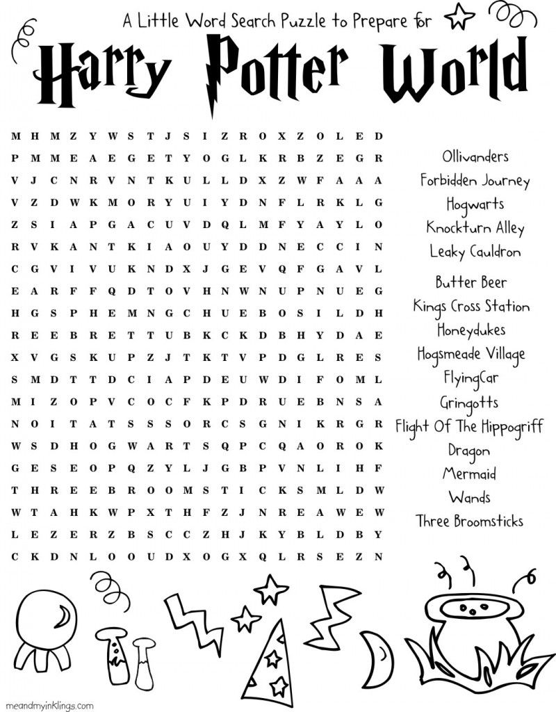 Harrypotter Free Word Search Puzzle And Planning Ideas For