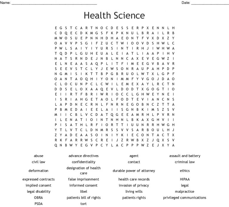 Health Science Word Search - Wordmint 