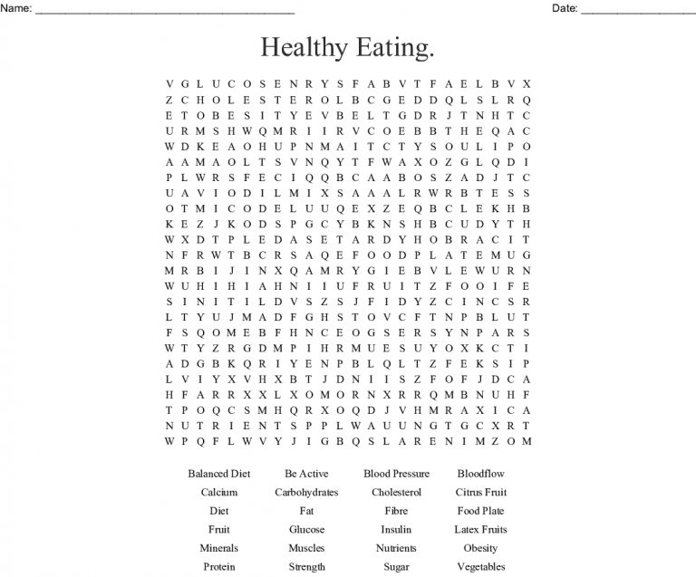 Healthy Eating Word Search Wordmint Word Search Printable