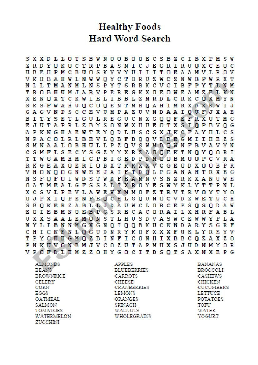 Healthy Food Wordsearch - Esl Worksheetbreezebelle