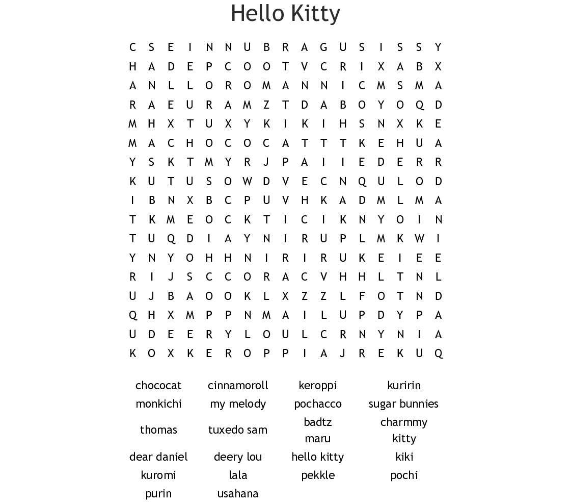 Hello Kitty Word Search - Wordmint