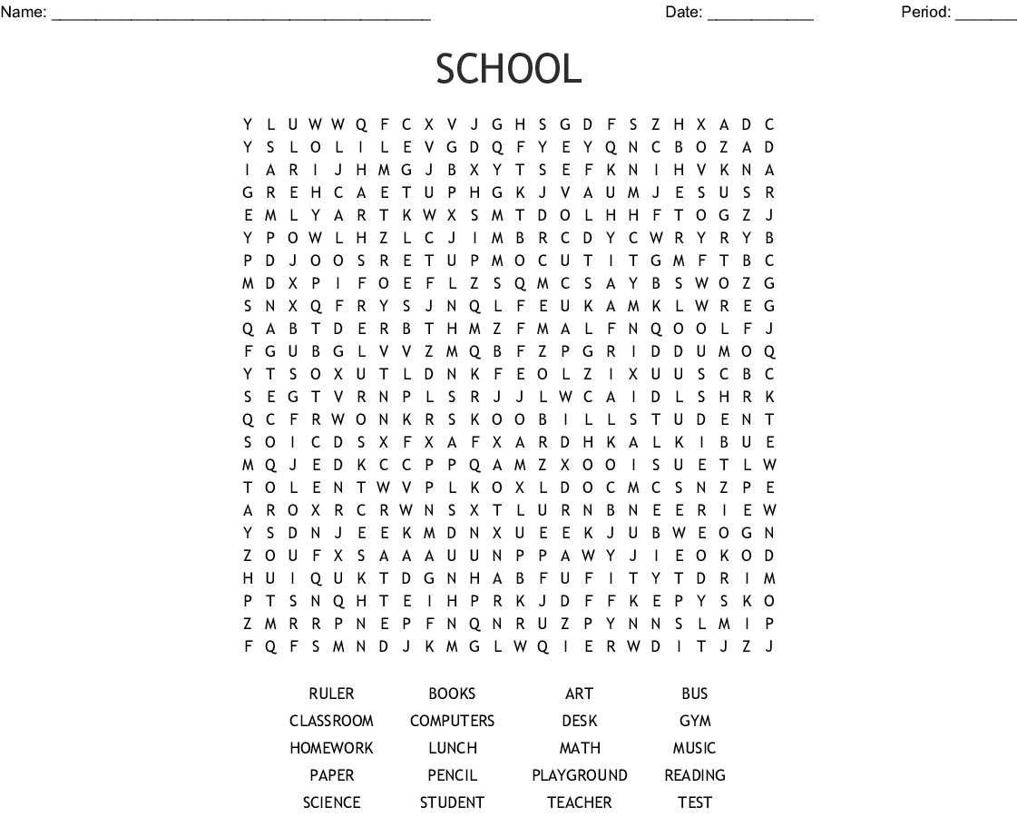 High School Wordsearch - Wordmint