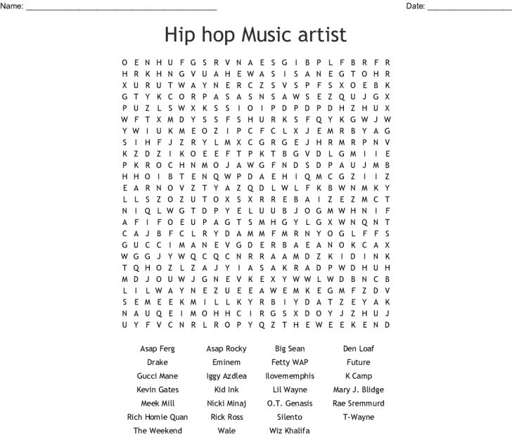 Hip Hop Artist Word Search