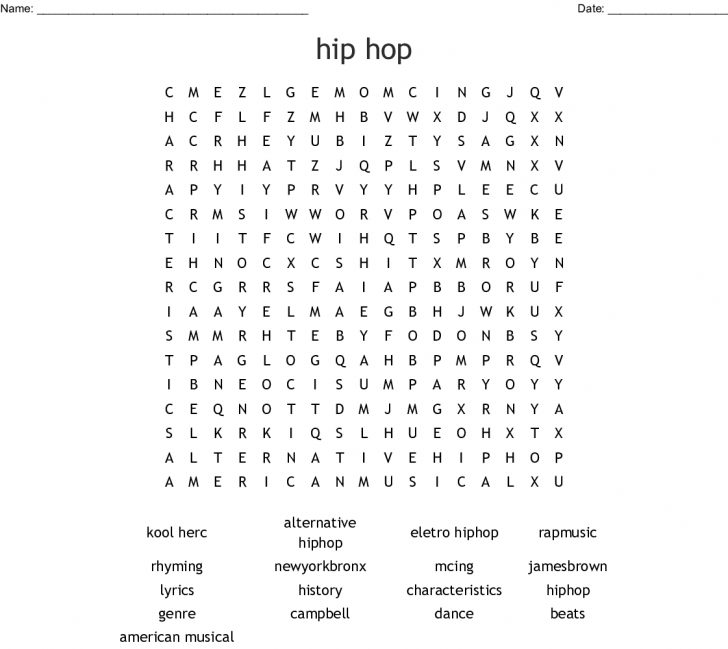 Hip Hop Word Search Printable