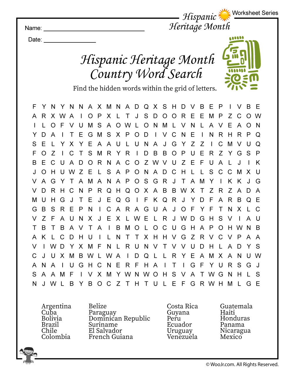 Hispanic Heritage Month Activities Worksheet | Woo! Jr. Kids