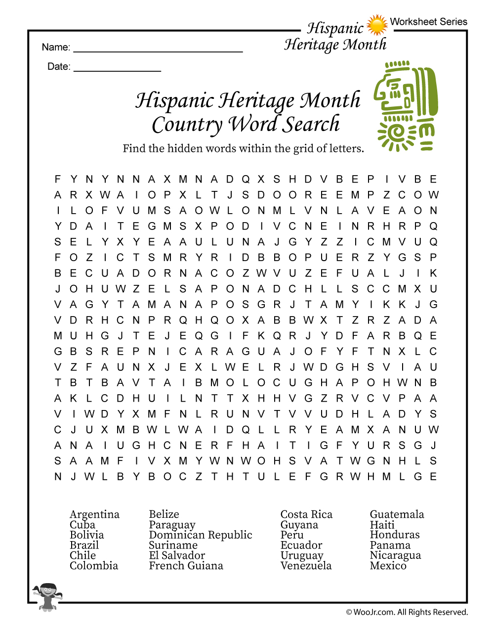 Hispanic Heritage Month Word Search Printable Word Search Printable