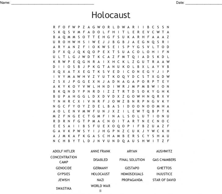 Holocaust Word Search Printable