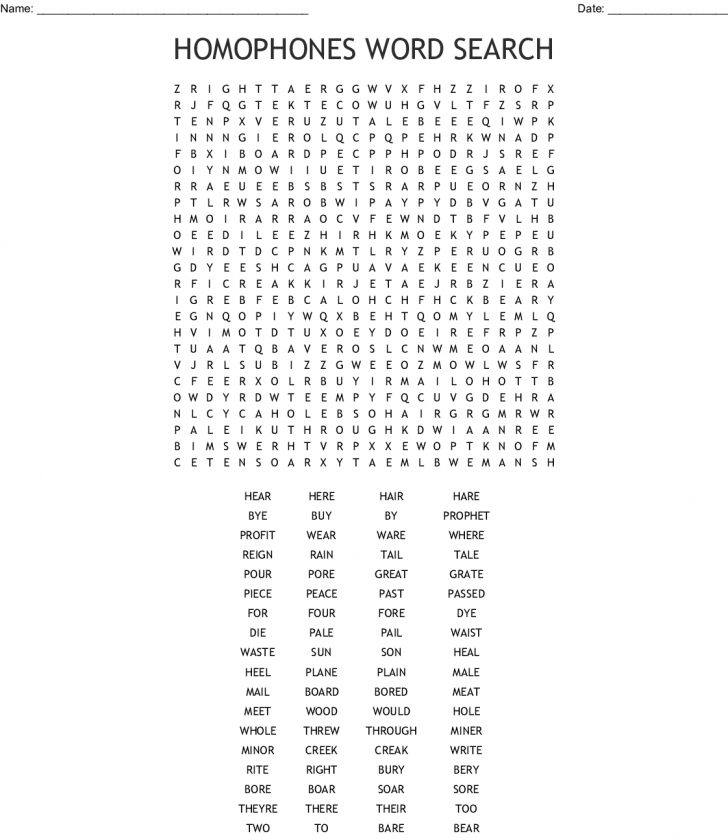 Homophones Word Search - Wordmint | Word Search Printable