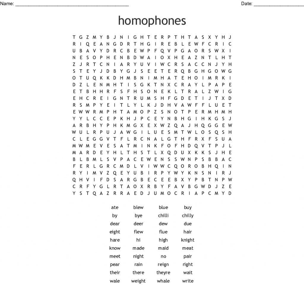 Homophones Word Search Wordmint Word Search Printable