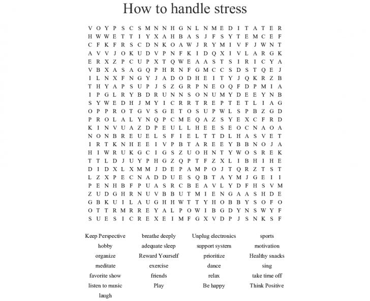 How To Handle Stress Word Search - Wordmint - Word Search Printable