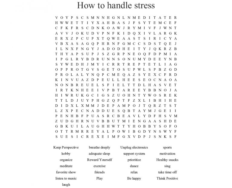 How To Handle Stress Word Search - Wordmint - Word Search Printable