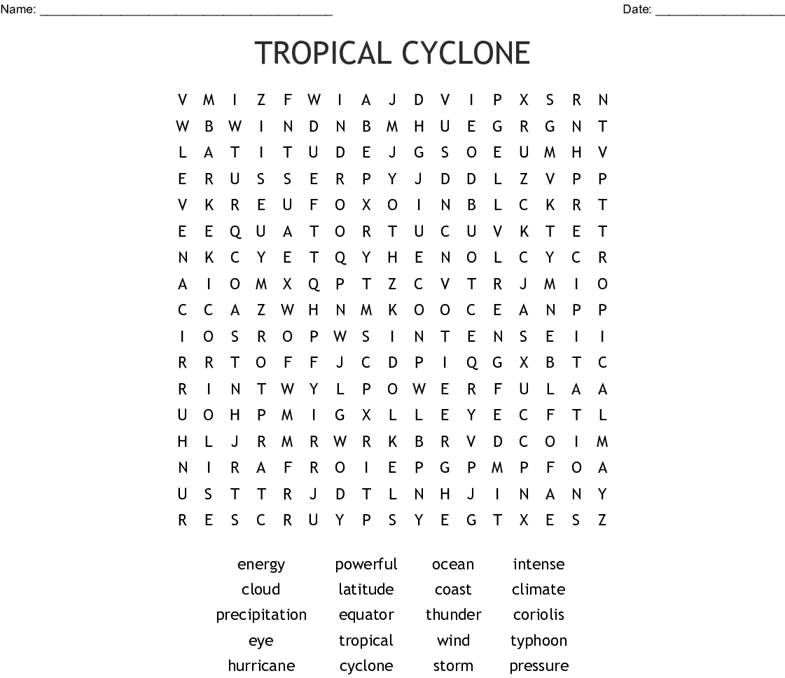 Hurricanes Word Search - Wordmint