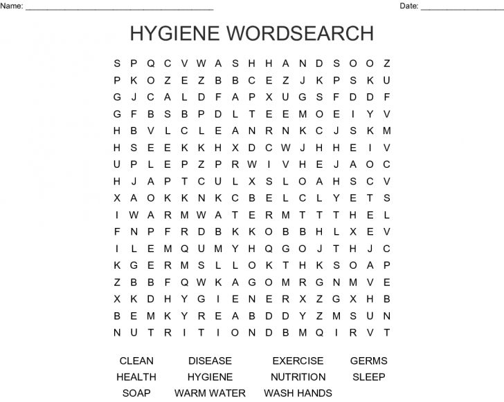 Hygiene Word Search Printable