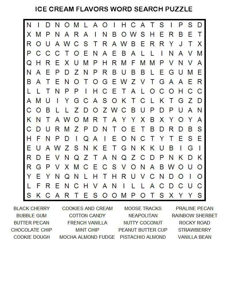 Ice Cream Word Search Game In 2020 | Word Puzzles, Word Find
