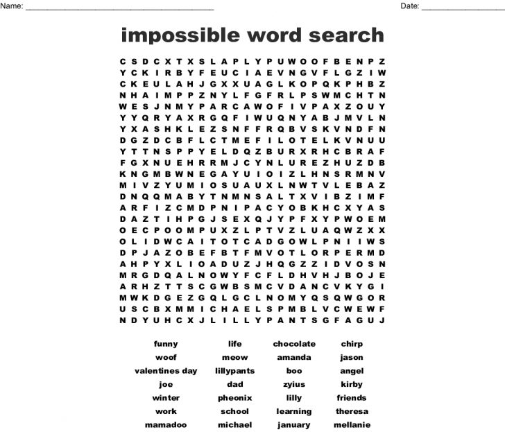 Impossible Word Search Printable