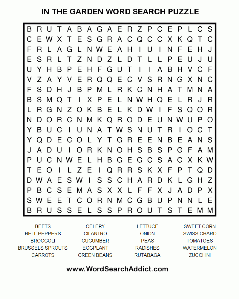 In The Garden Printable Word Search Puzzle | Word Search