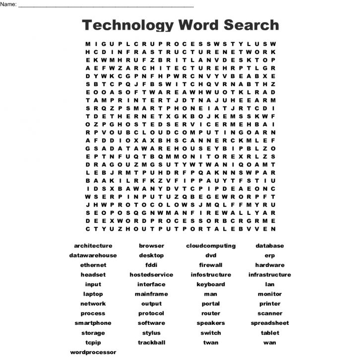 Technology Word Search Printable