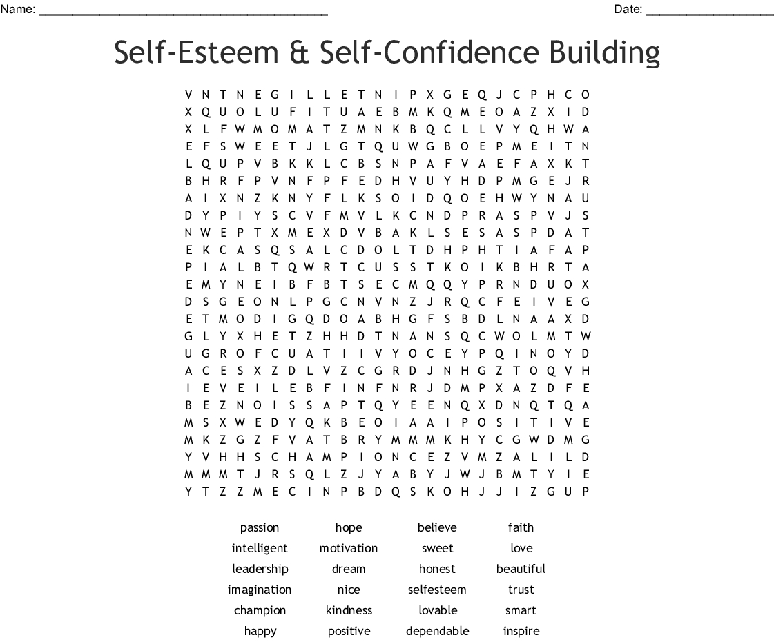 Positive Affirmations Word Search Printable