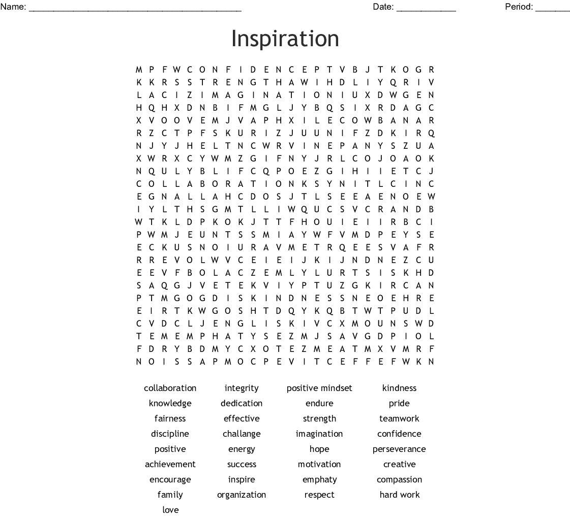 Inspiration Word Search - Wordmint