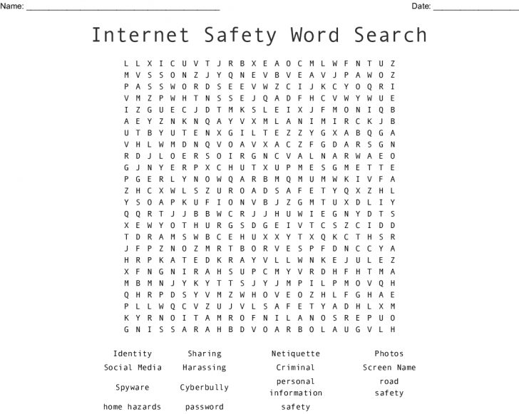 Internet Safety Word Search Printable