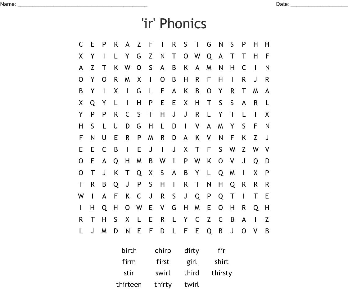 Ir&amp;#039; Phonics Word Search - Wordmint