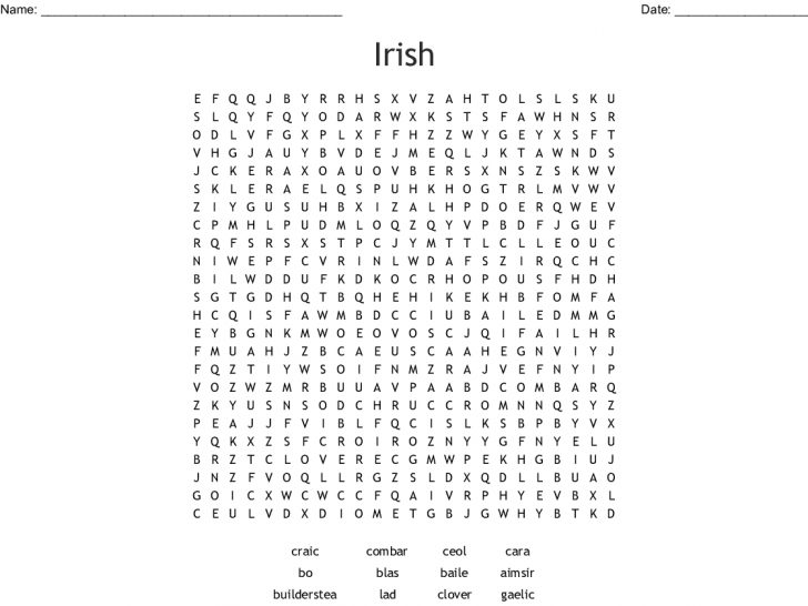 Irish Word Search Wordmint Word Search Printable