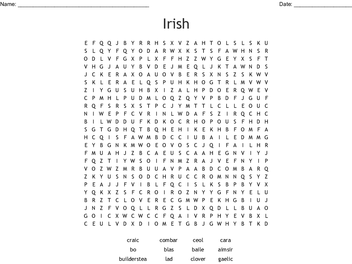 Irish Word Search - Wordmint