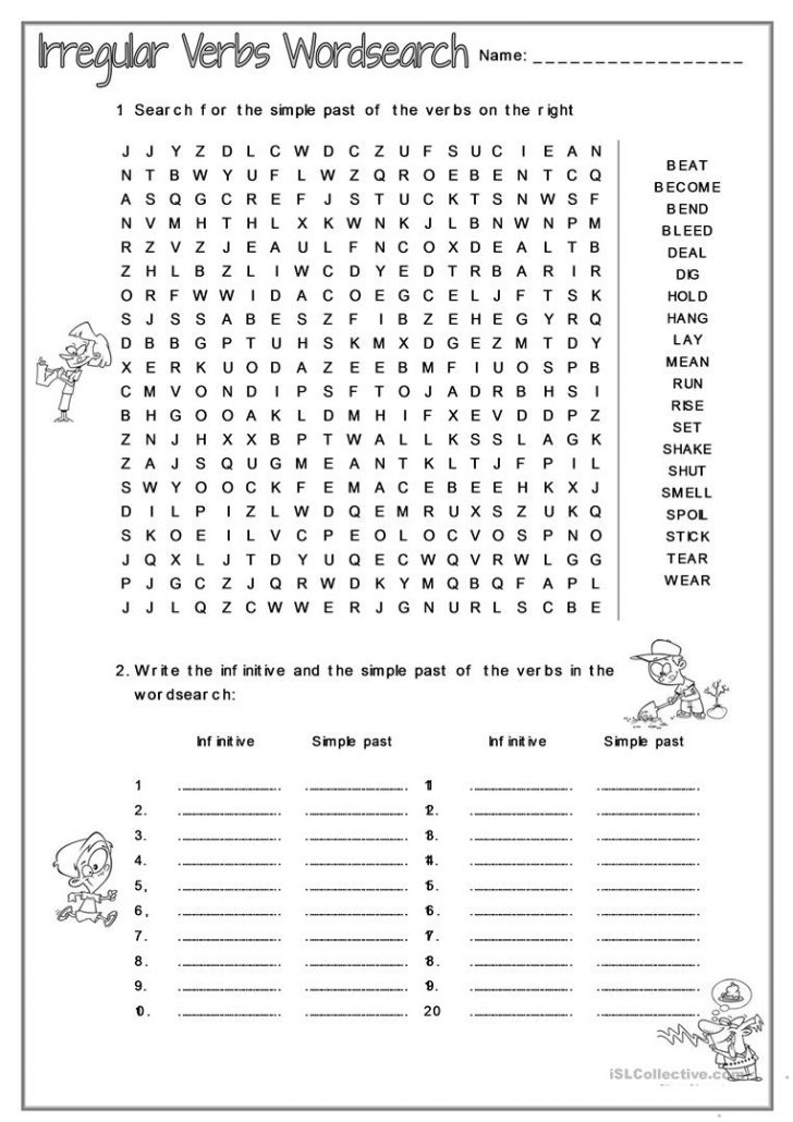 Irregular Verbs Wordsearch - English Esl Worksheets For | Word Search ...