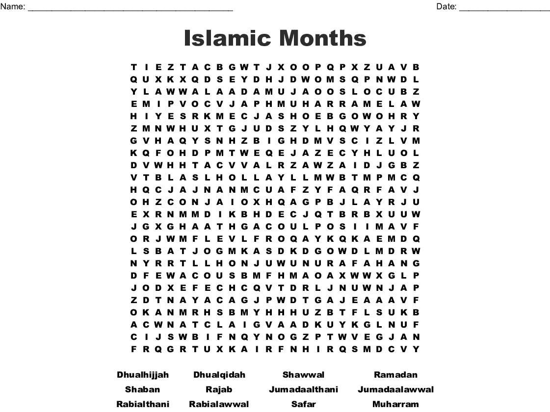 Islam Word Search Worksheet | Printable Worksheets And