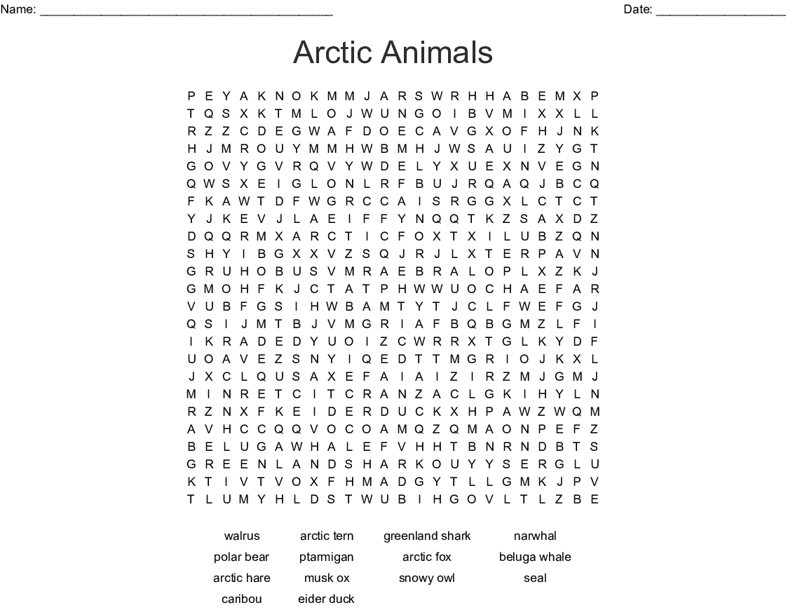 It&amp;#039;s All About The Arctic Word Search - Wordmint