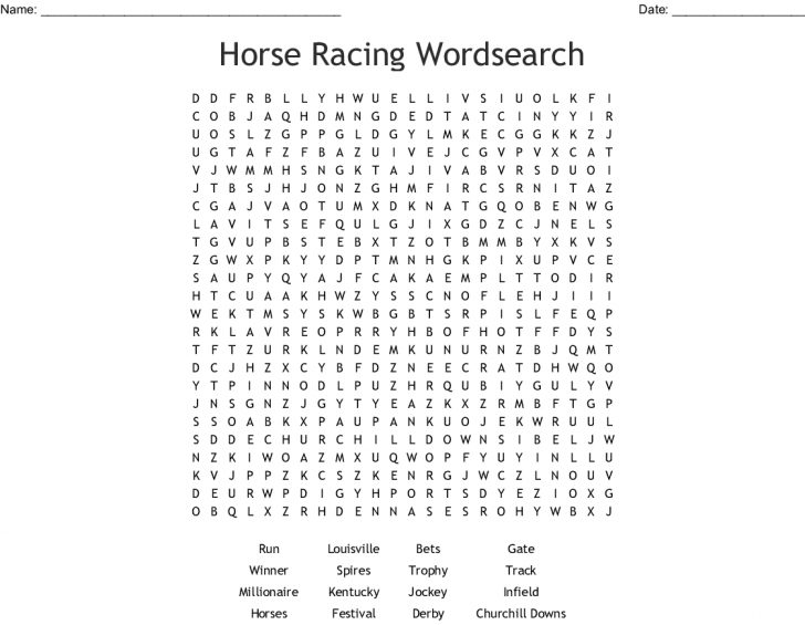 Kentucky Derby Word Search Printable