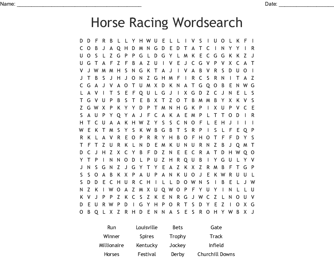 Kentucky Derby Word Search - Wordmint